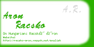 aron racsko business card